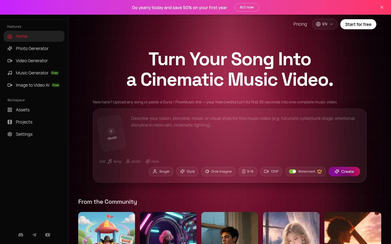 Screenshot of AI Music Video Generator