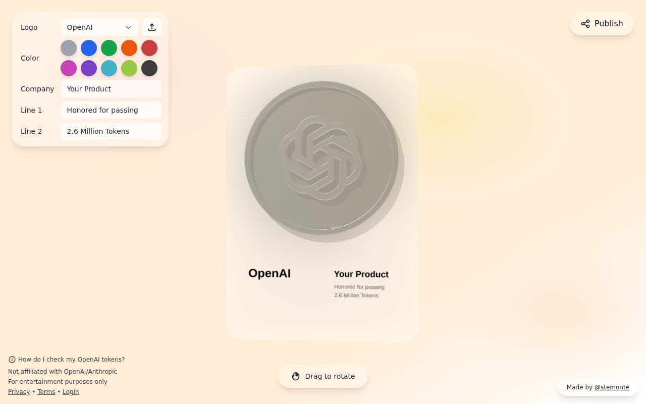Screenshot of AI Token Awards