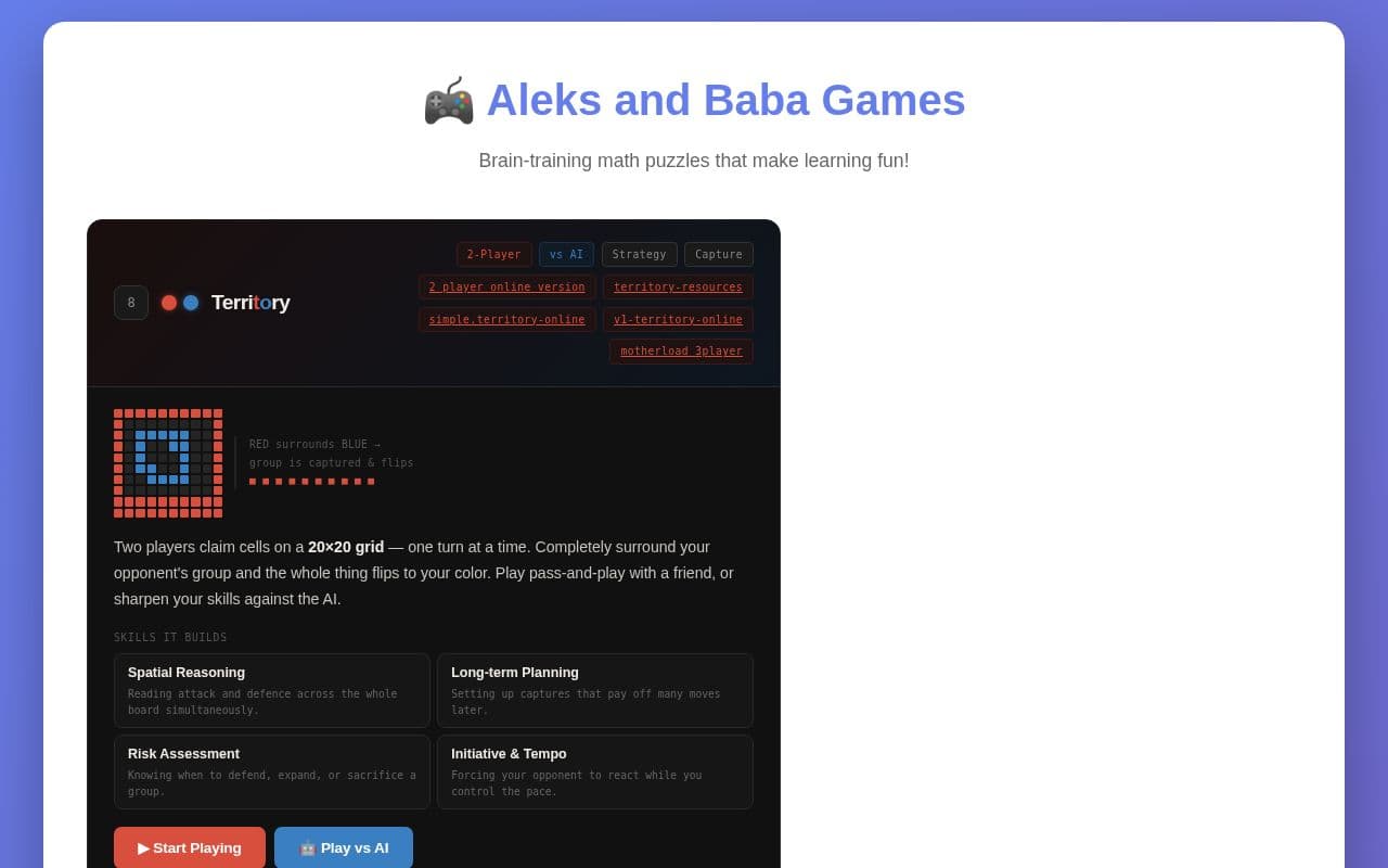 Screenshot of Aleks and Baba Games
