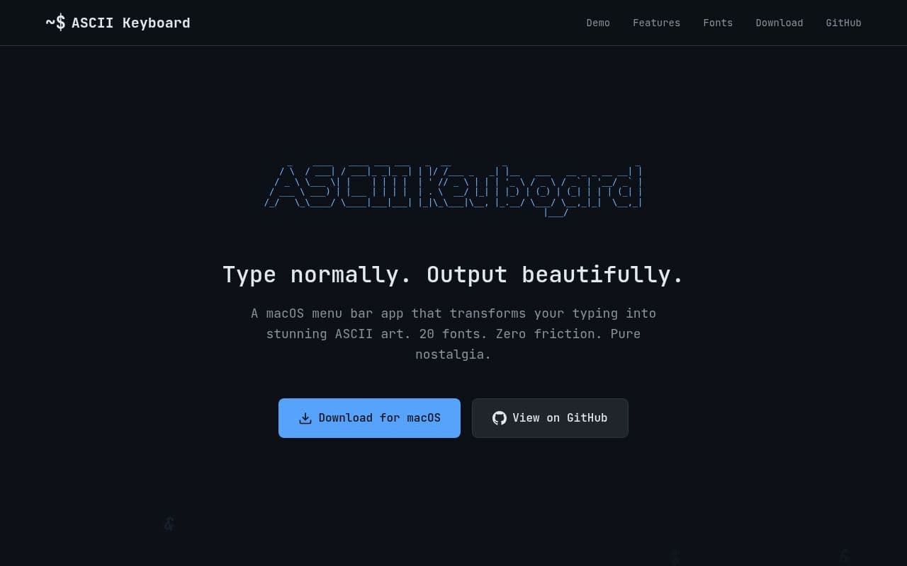 Screenshot of ASCII Keyboard