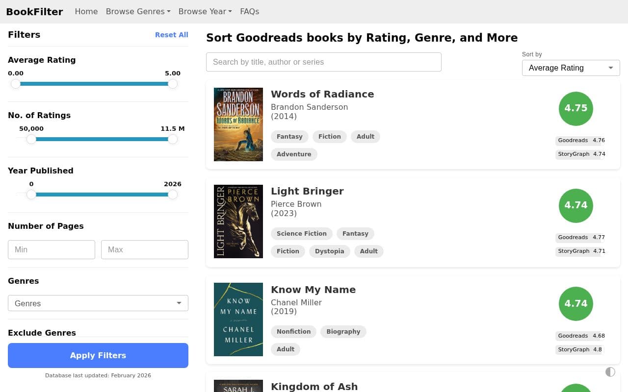 Screenshot of BookFilter