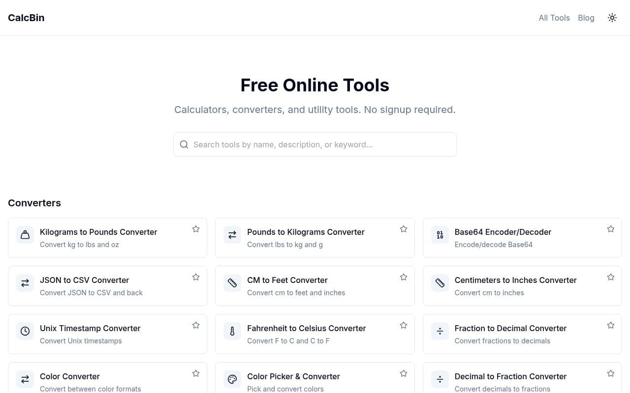 Screenshot of CalcBin