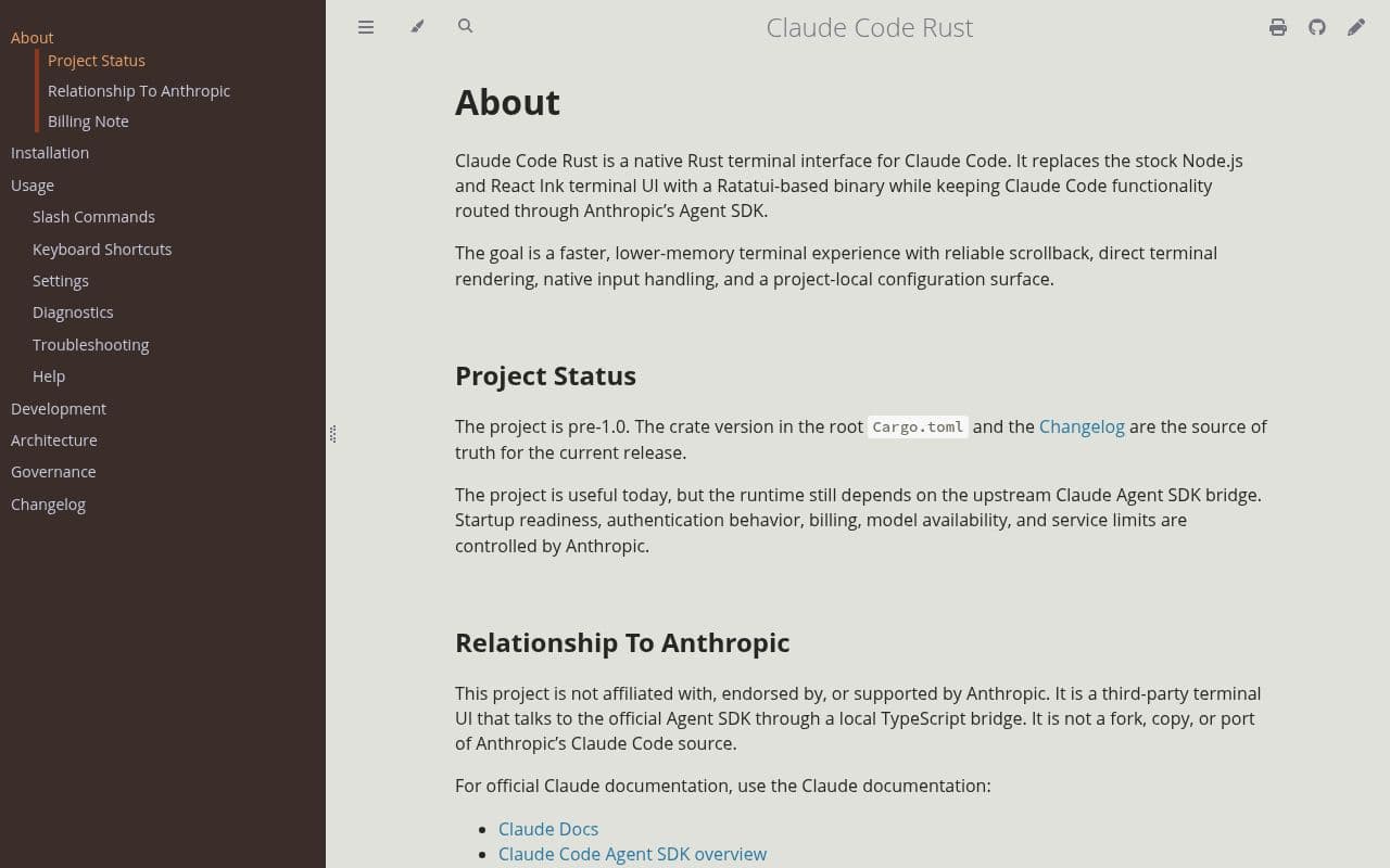 Screenshot of Claude Code Rust