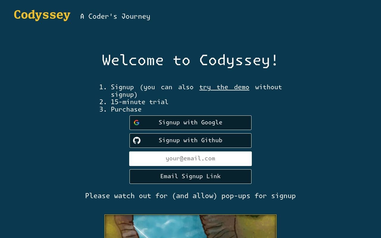 Screenshot of Codyssey