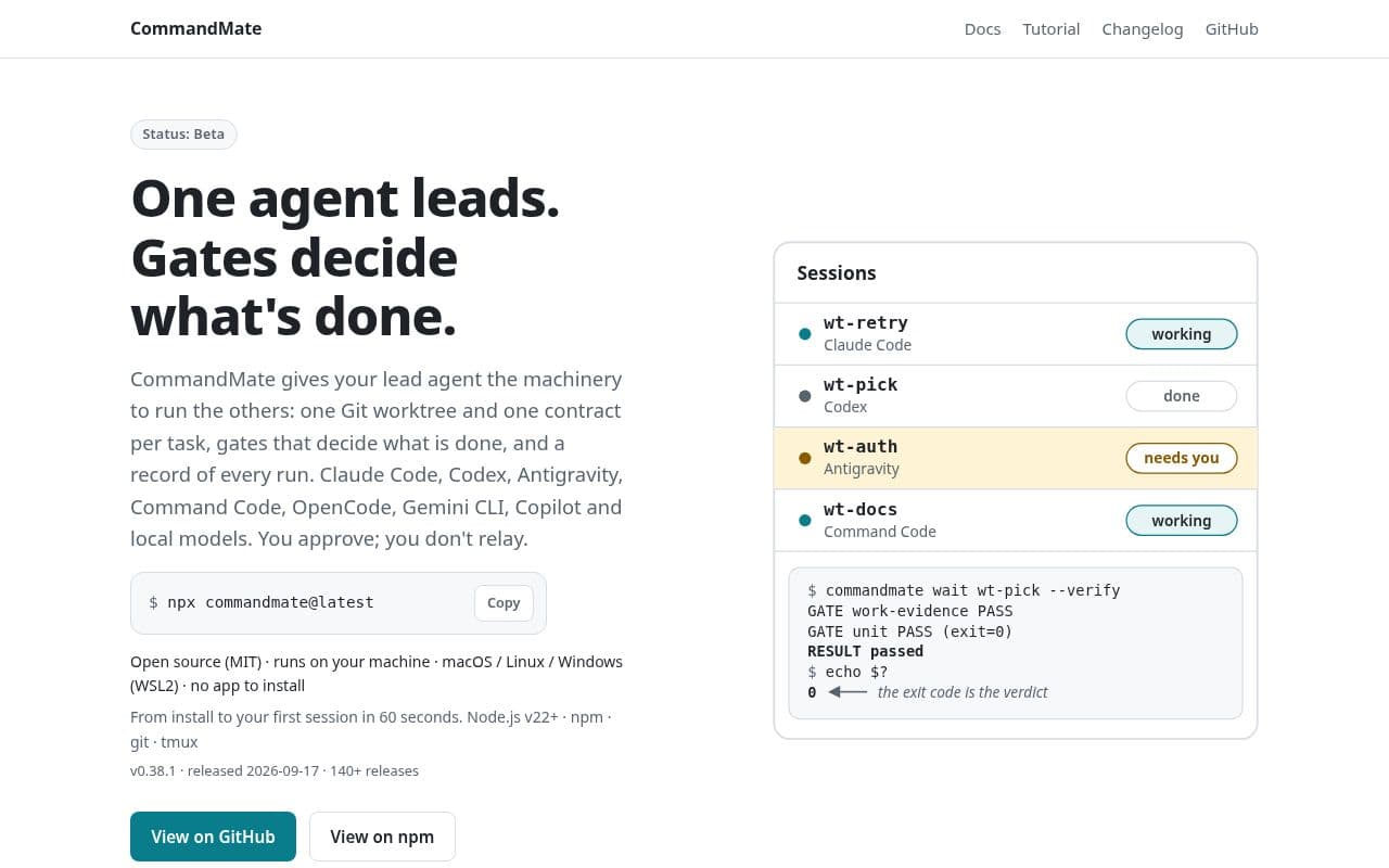 Screenshot of CommandMate