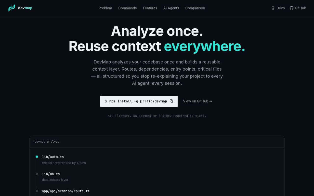 Screenshot of DevMap