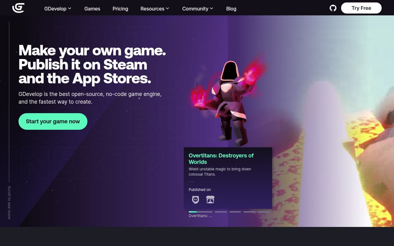 Screenshot of GDevelop