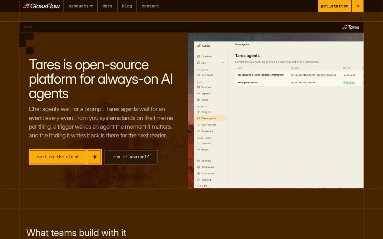 Screenshot of GlassFlow Tares