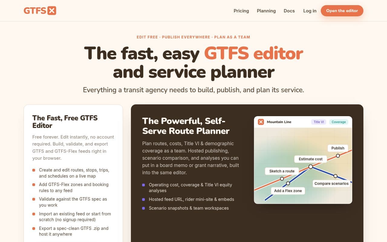 Screenshot of GTFS·X