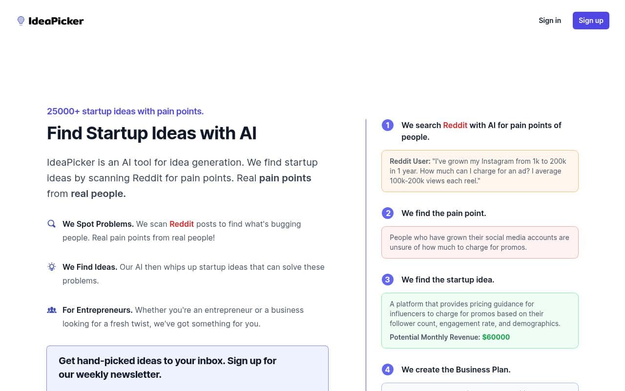Screenshot of IdeaPicker