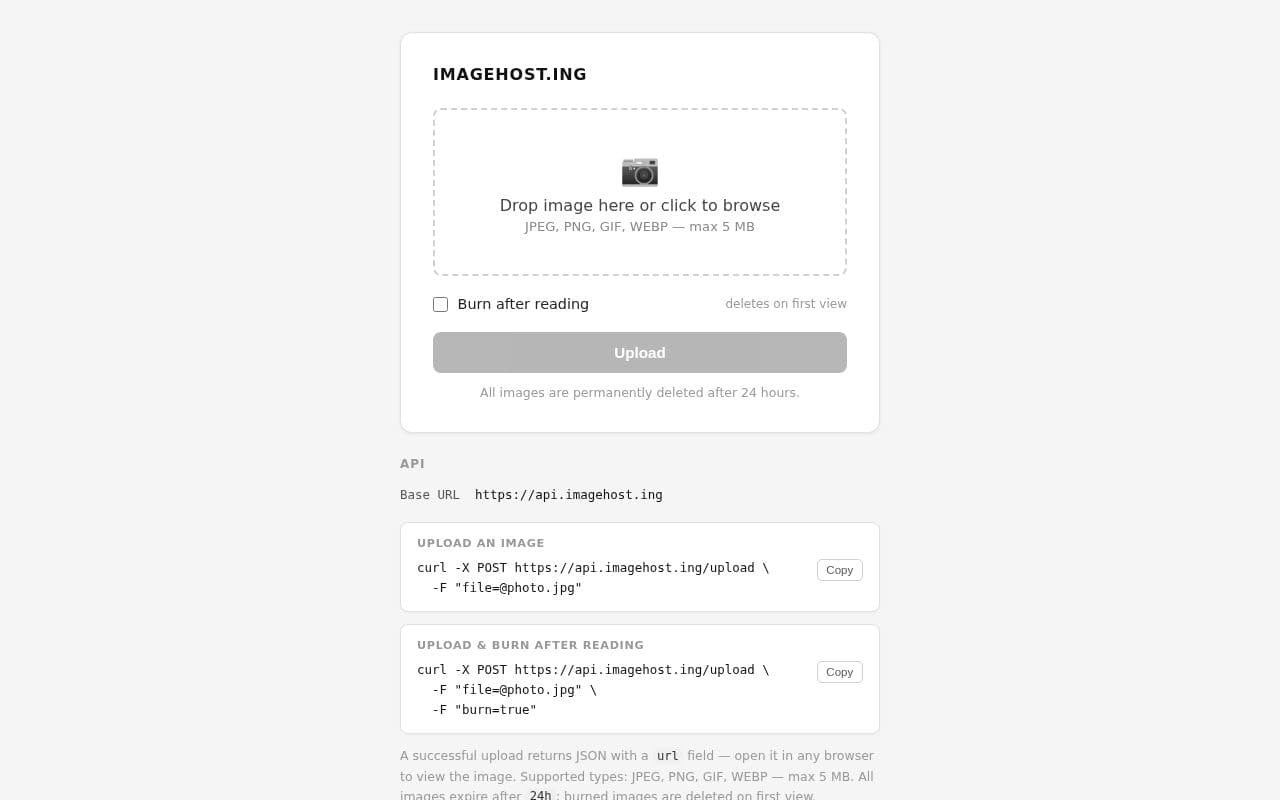 Screenshot of ImageHost.ing