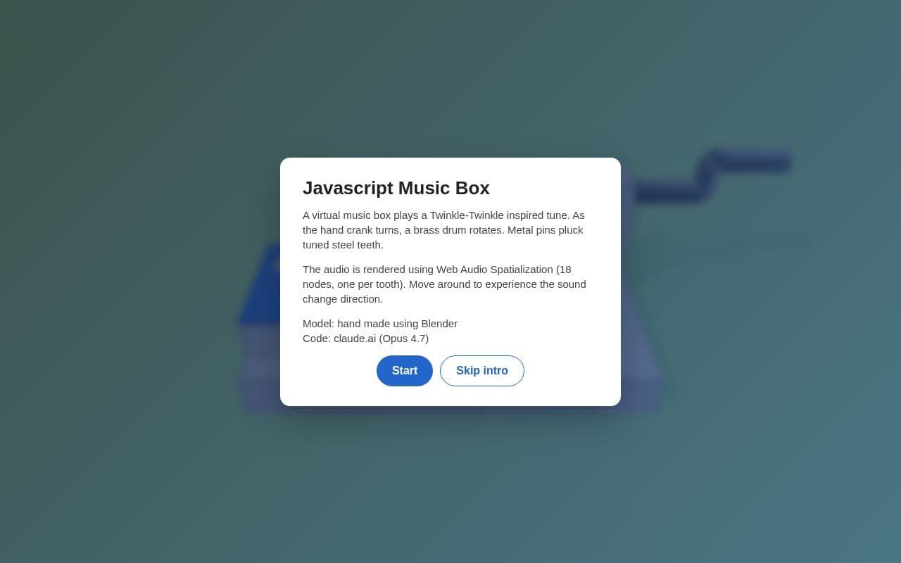 Screenshot of Javascript Music Box