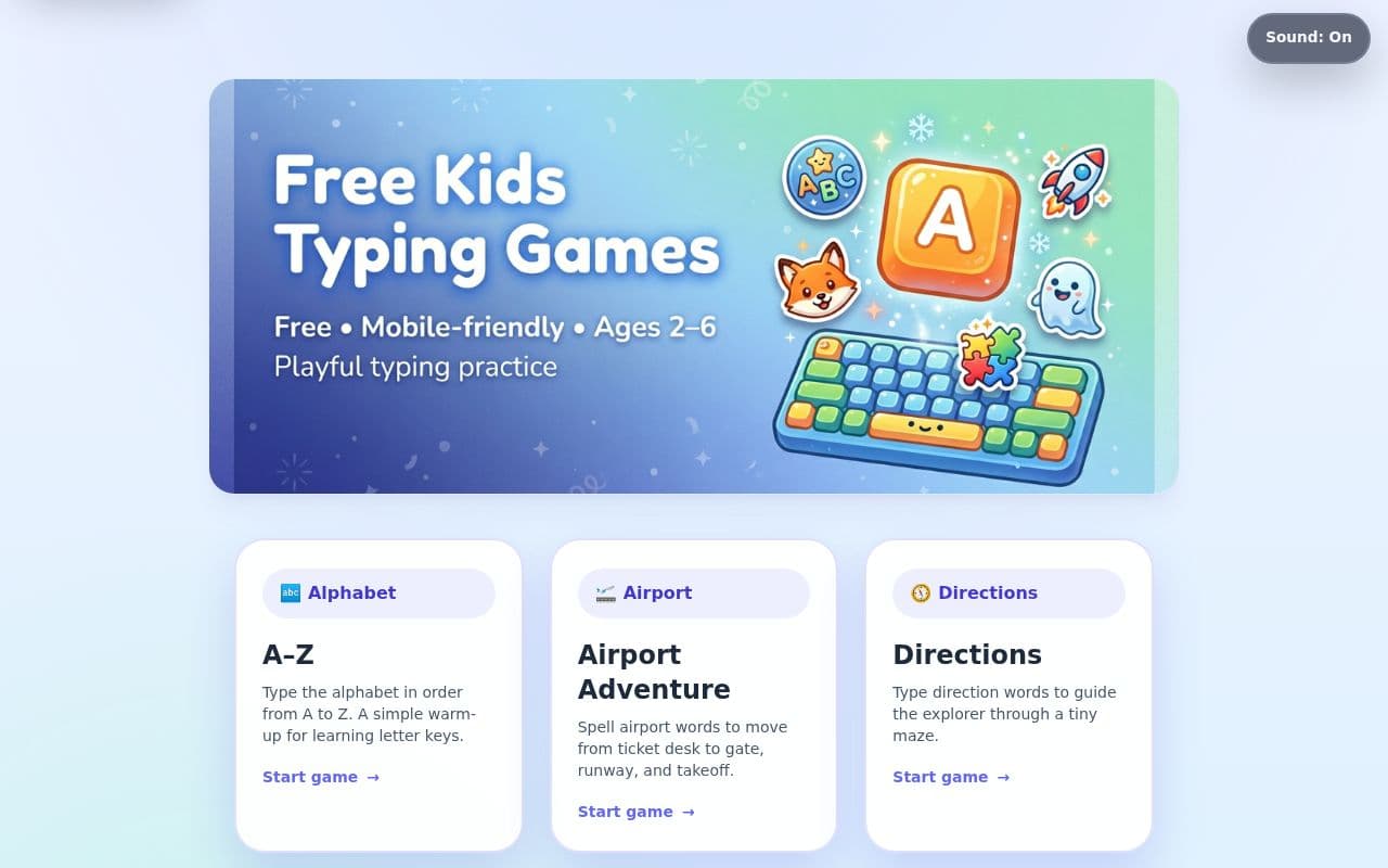Screenshot of Kids Typing Games