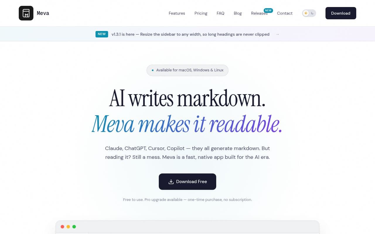 Screenshot of Meva