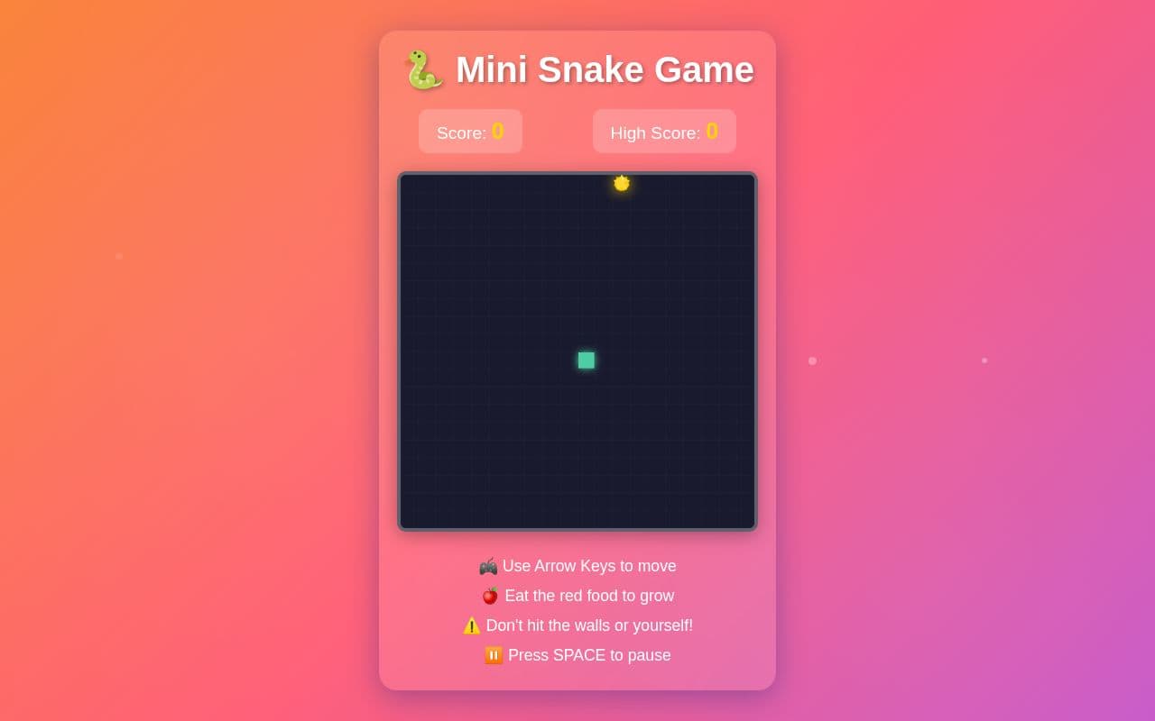 Screenshot of Mini Snake Game