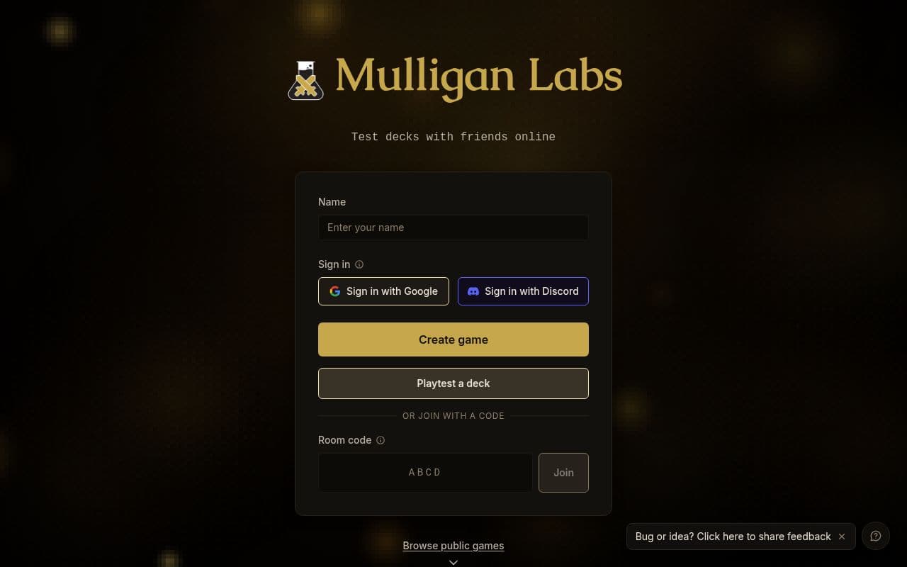 Screenshot of Mulligan Labs