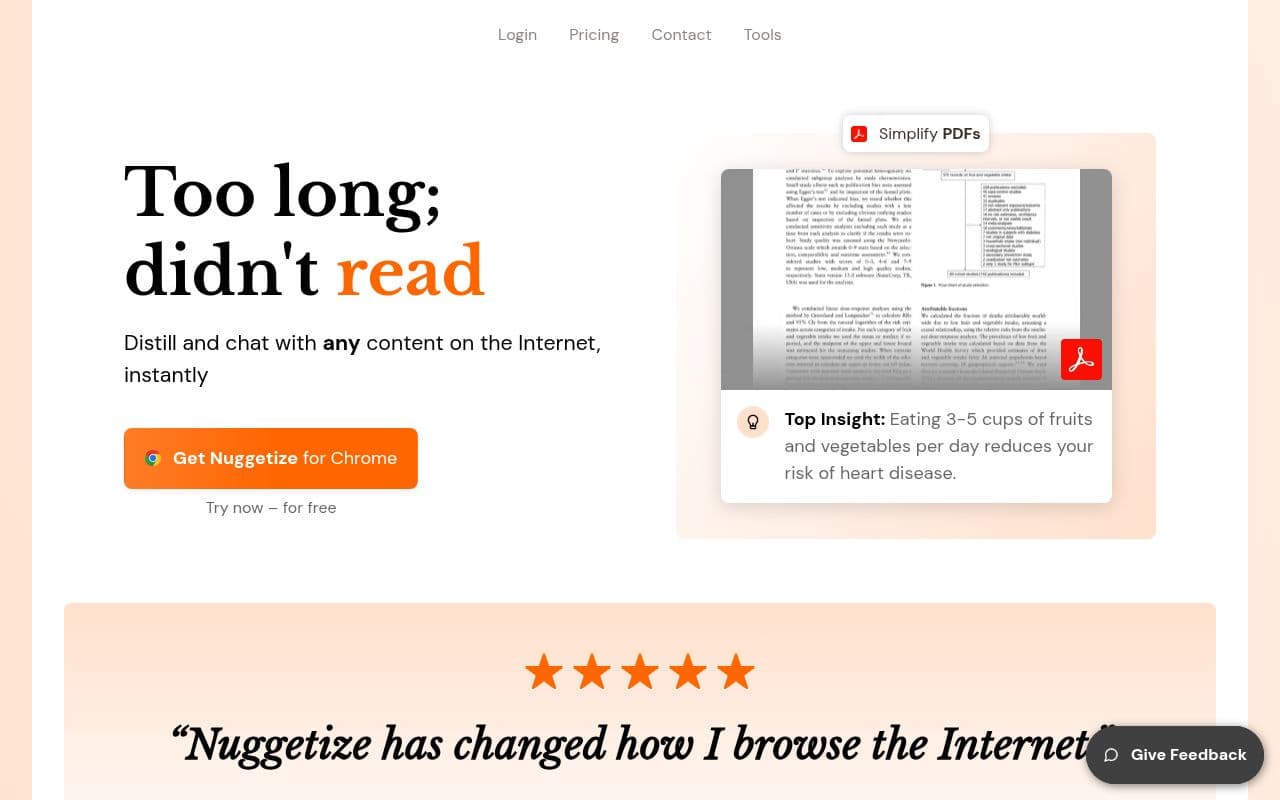 Screenshot of Nuggetize
