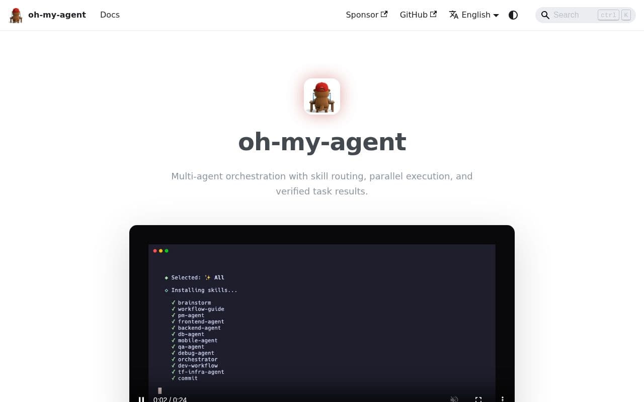 Screenshot of oh-my-agent
