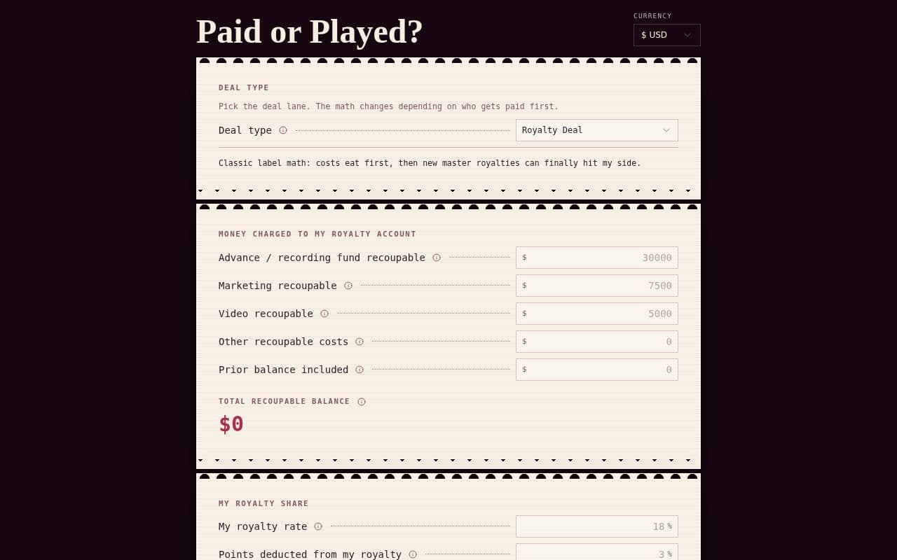 Screenshot of Paid or Played?
