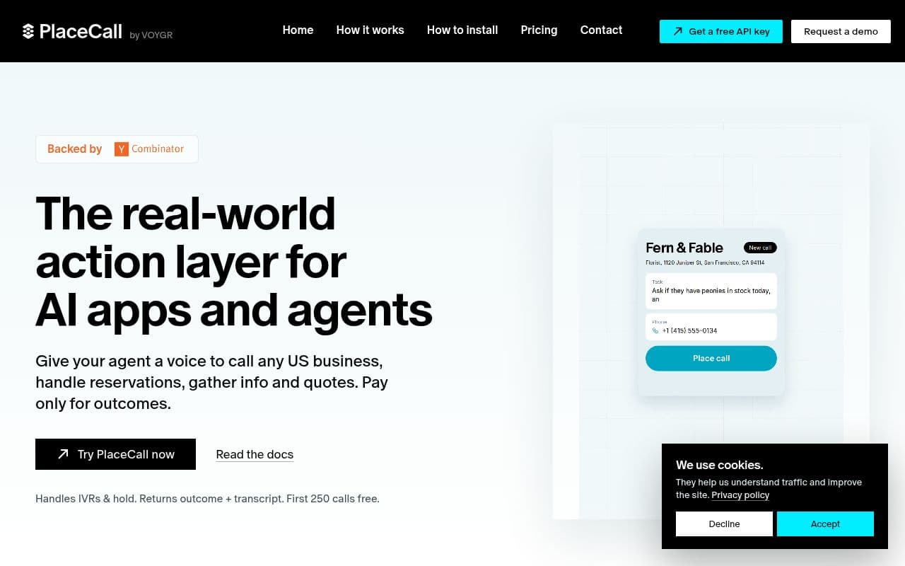 Screenshot of PlaceCall