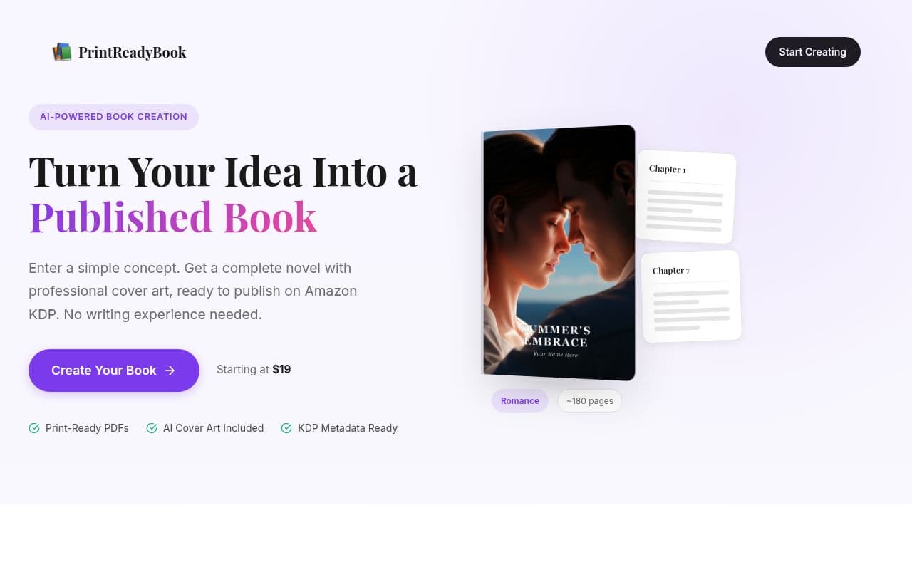 Screenshot of PrintReadyBook