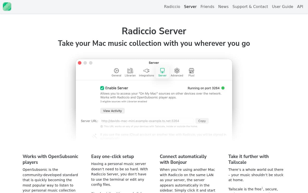 Screenshot of Radiccio Server
