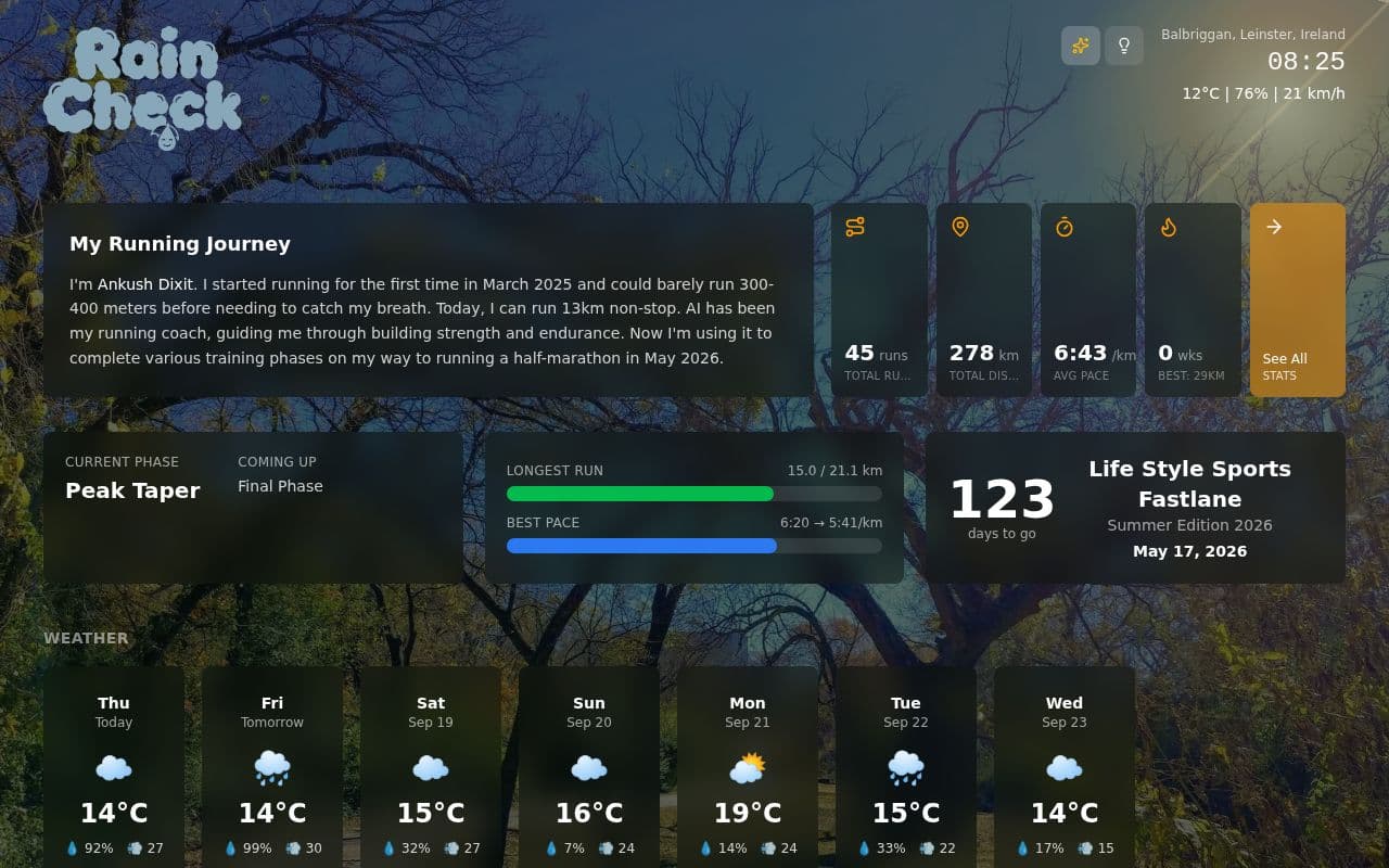 Screenshot of RainCheck