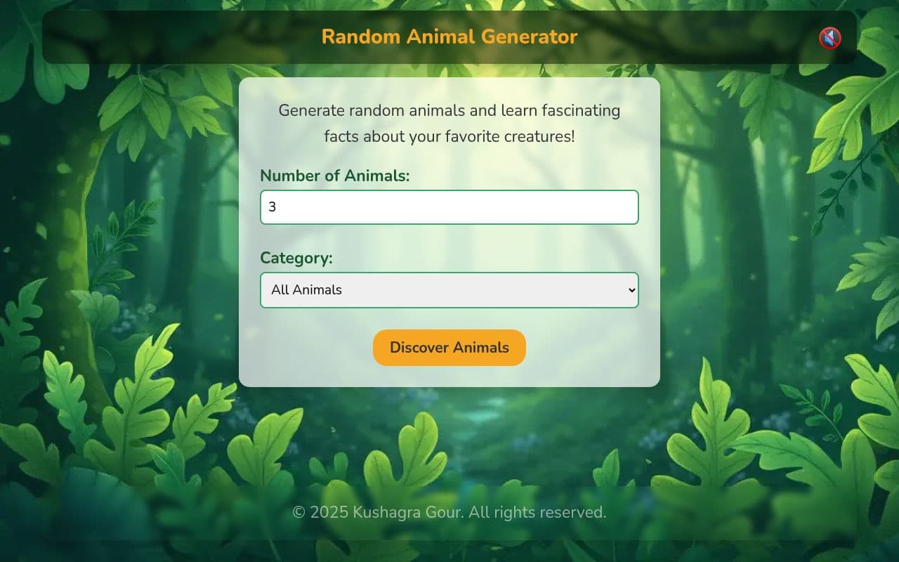 Screenshot of Random Animal Generator