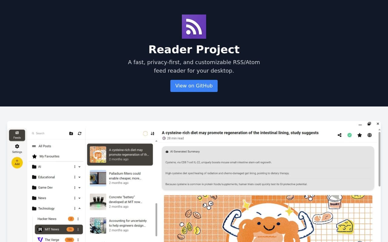 Screenshot of Reader Project