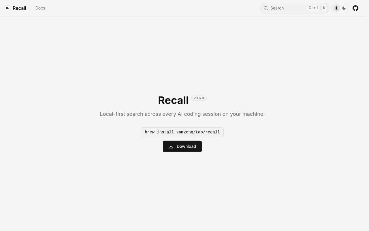 Screenshot of Recall