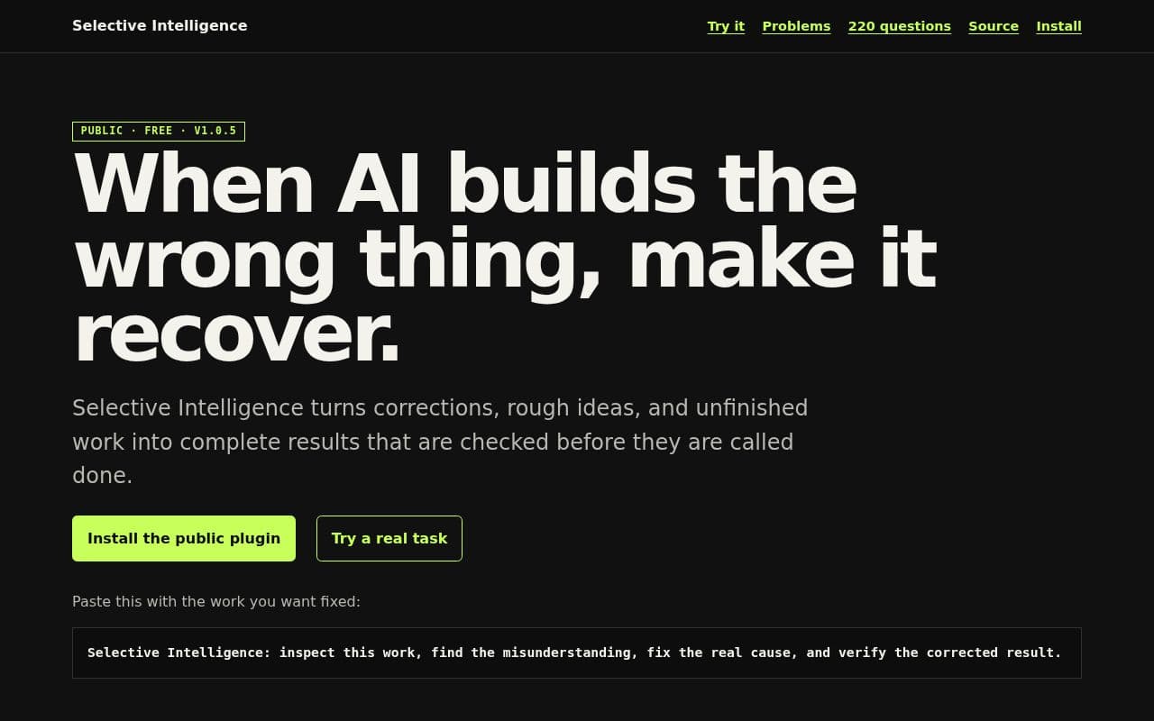 Screenshot of Selective Intelligence