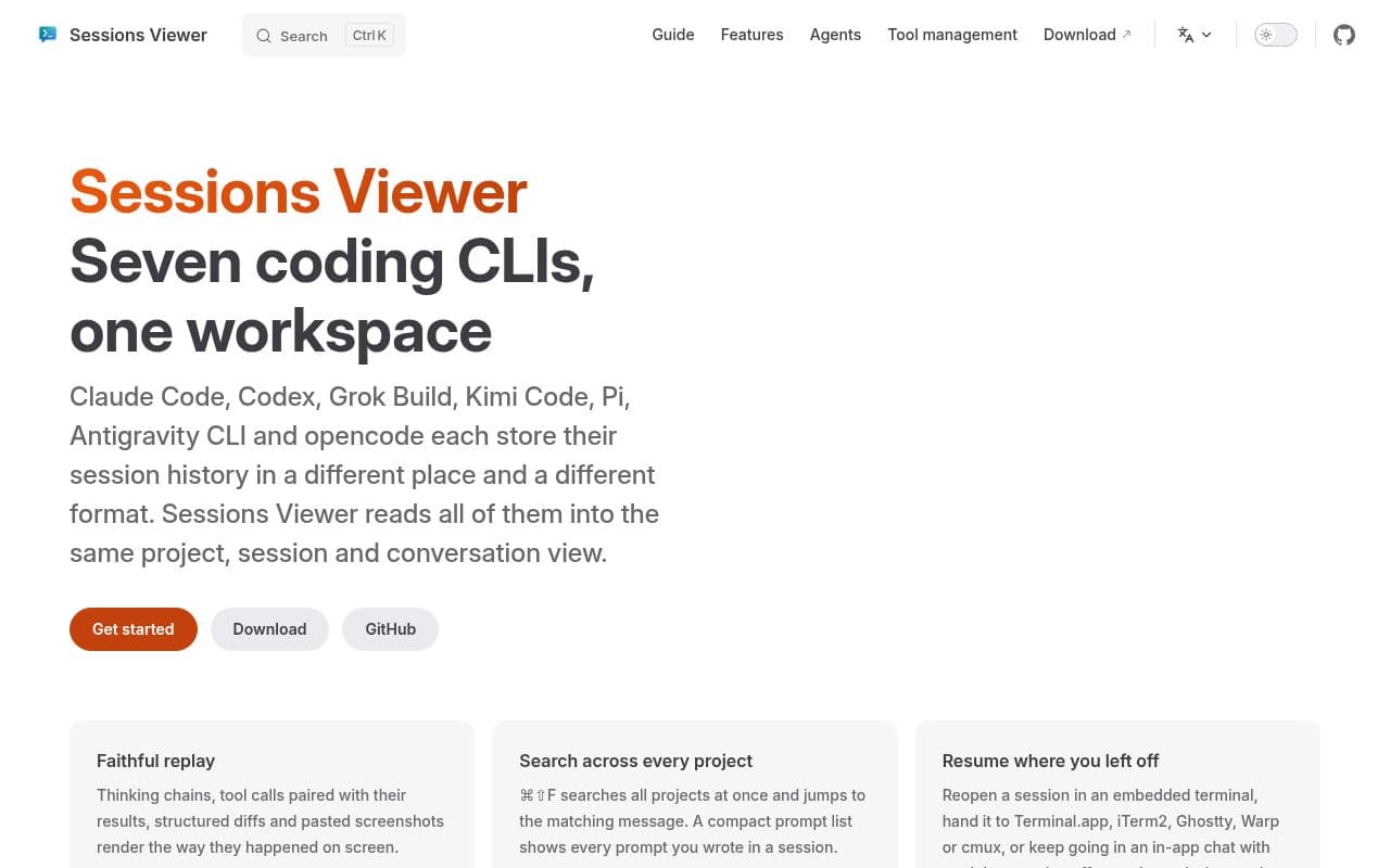 Screenshot of Sessions Viewer