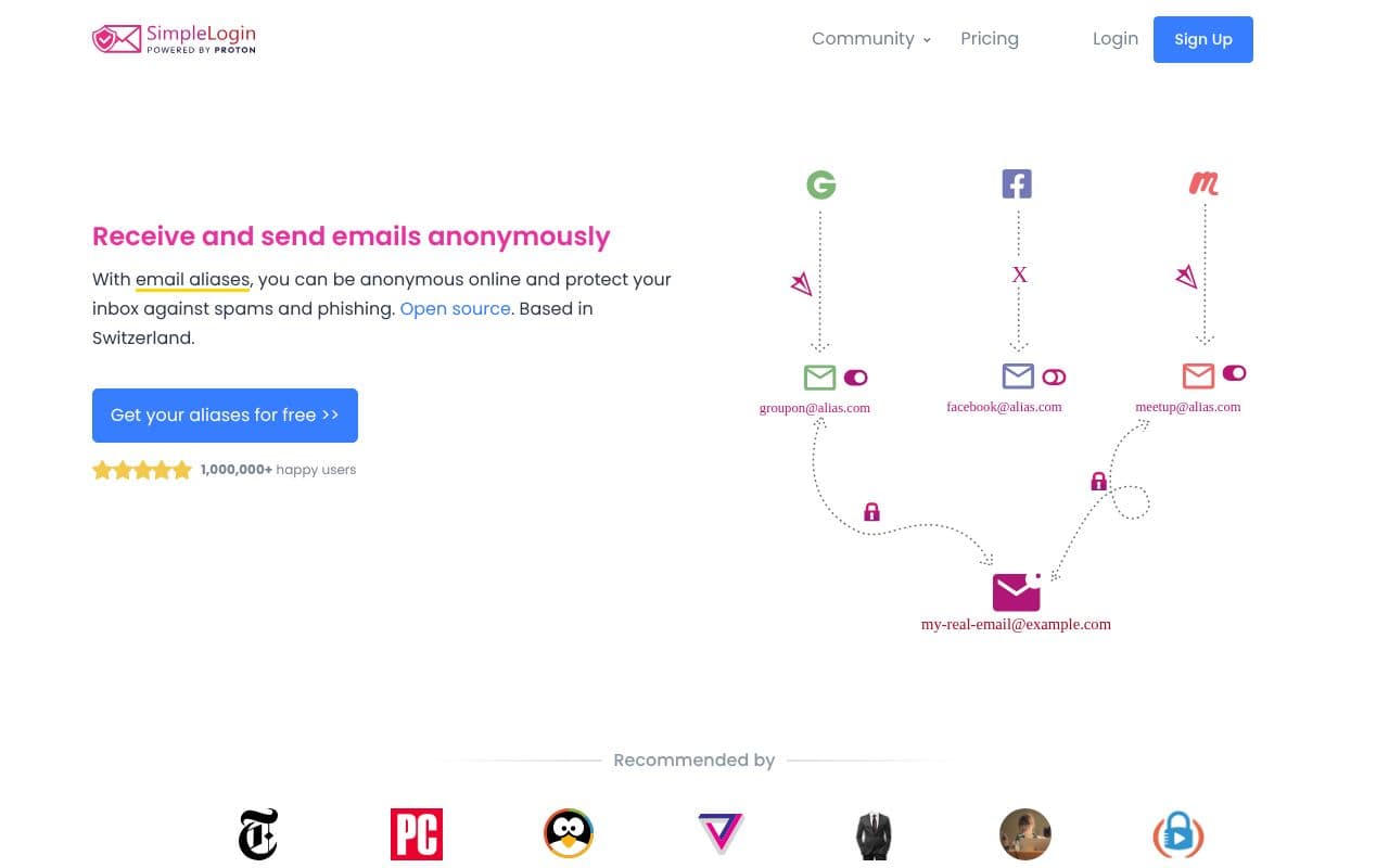 Screenshot of SimpleLogin