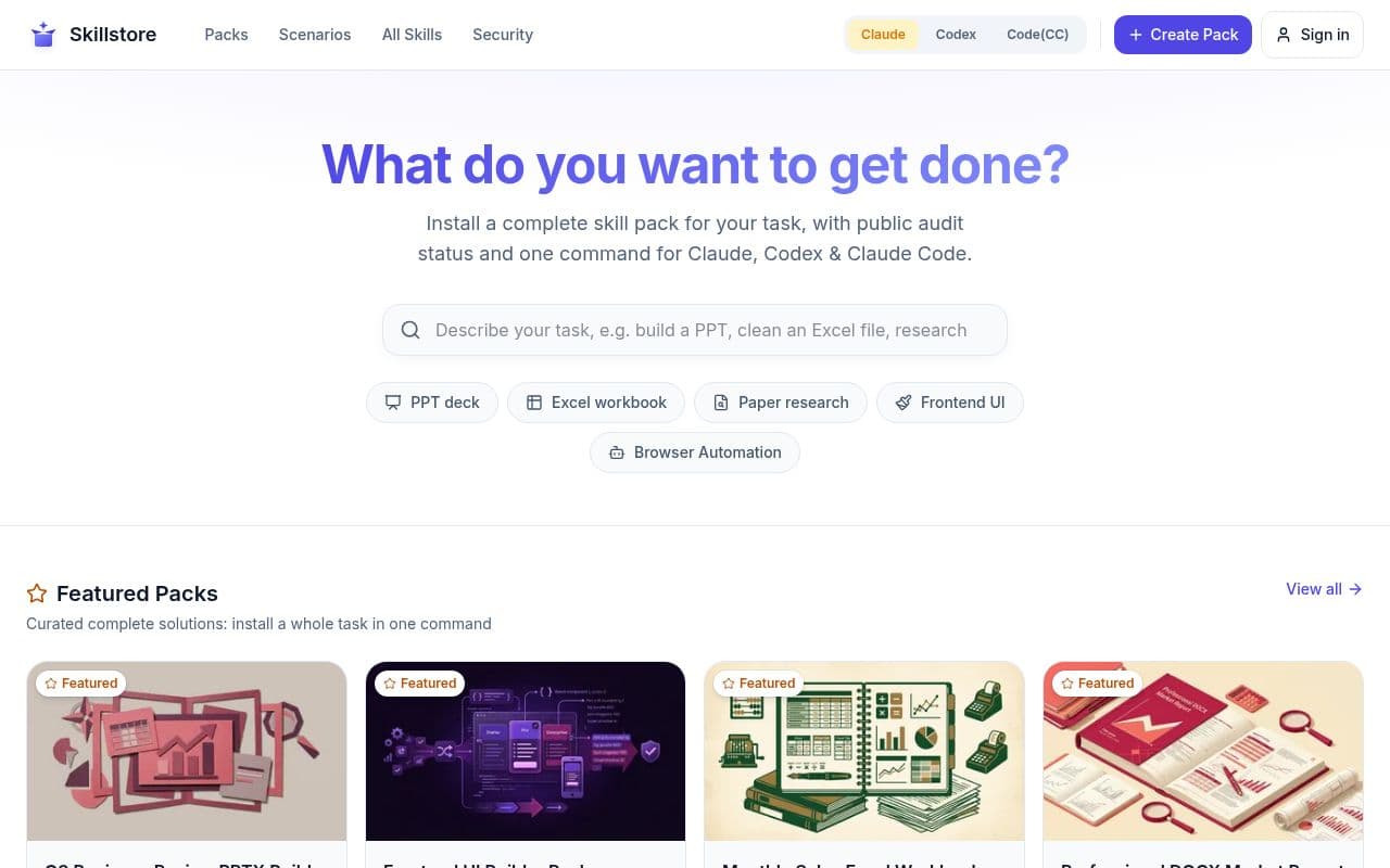 Screenshot of Skillstore