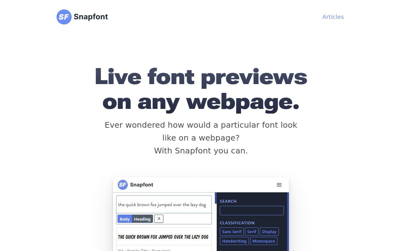 Screenshot of Snapfont