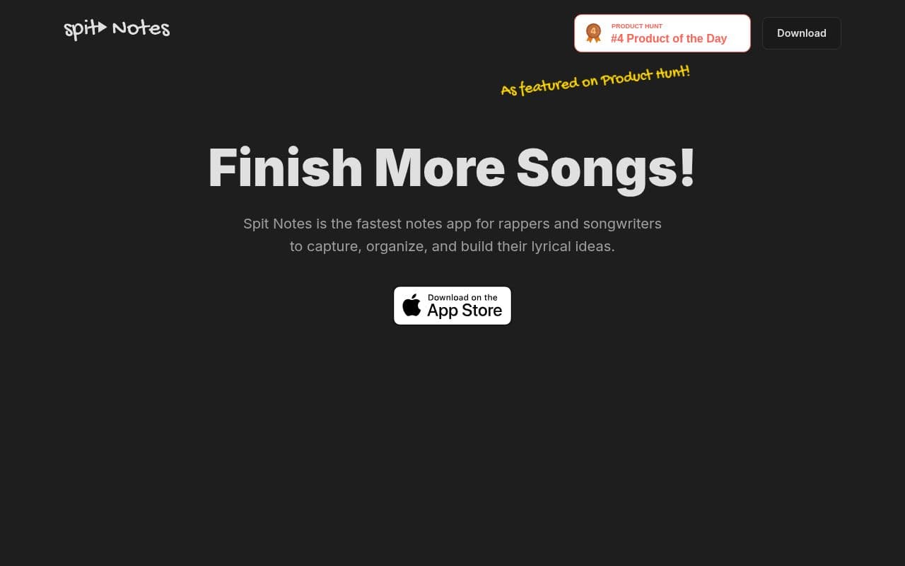 Screenshot of Spit Notes