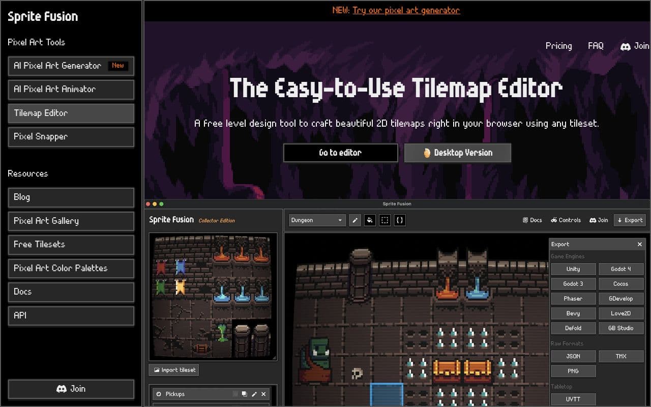 Screenshot of Sprite Fusion