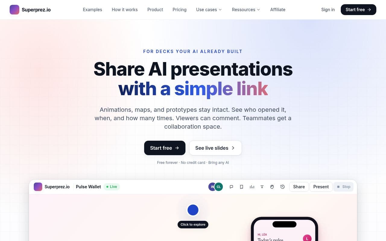 Screenshot of Superprez.io