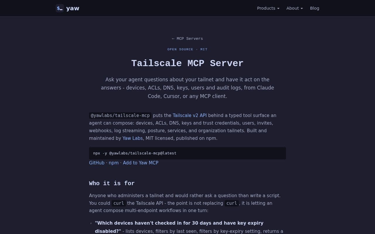 Screenshot of Tailscale MCP Server