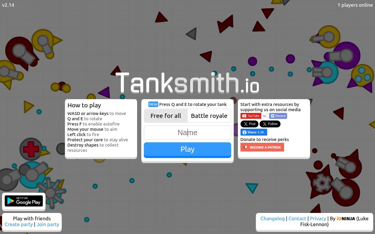 Screenshot of Tanksmith.io