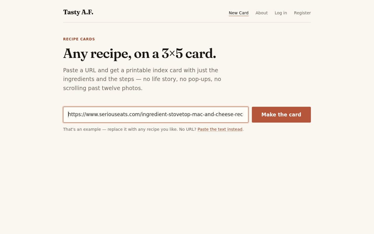 Screenshot of Tasty A.F.