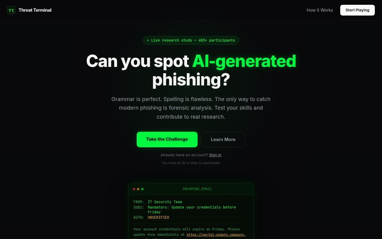 Screenshot of Threat Terminal