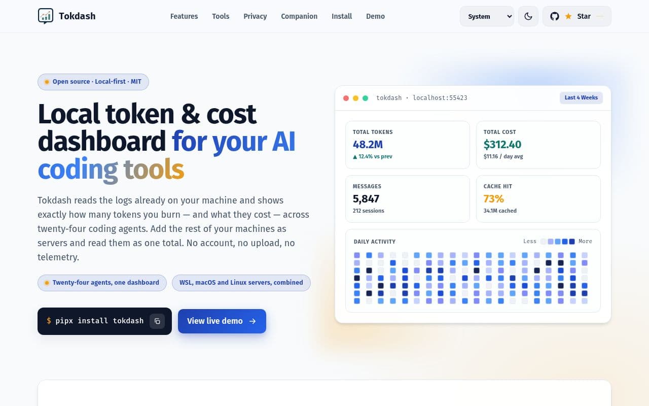 Screenshot of Tokdash