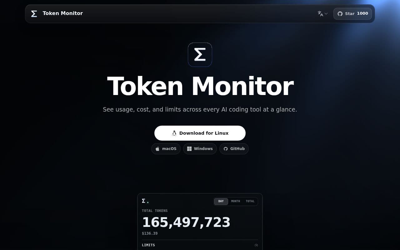 Screenshot of Token Monitor