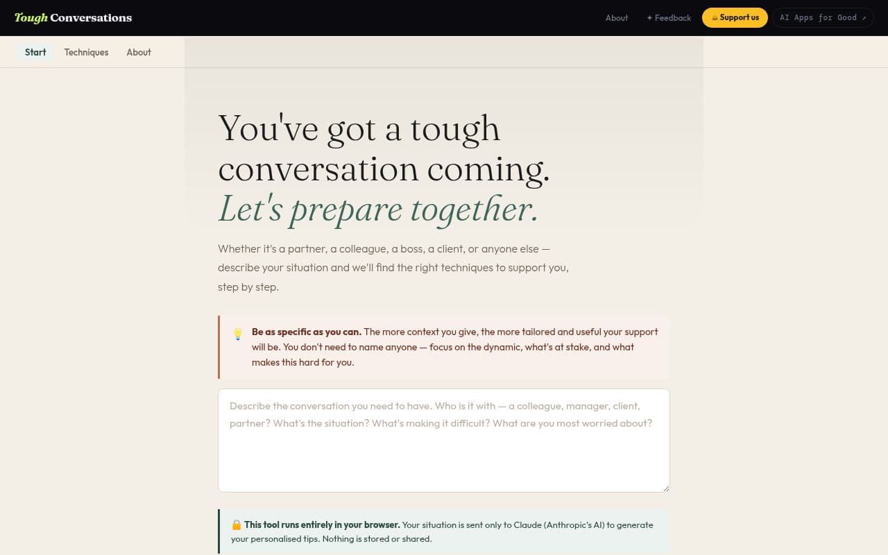 Screenshot of Tough Conversations
