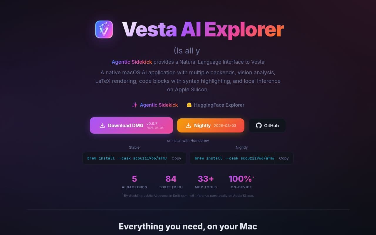 Screenshot of Vesta AI Explorer
