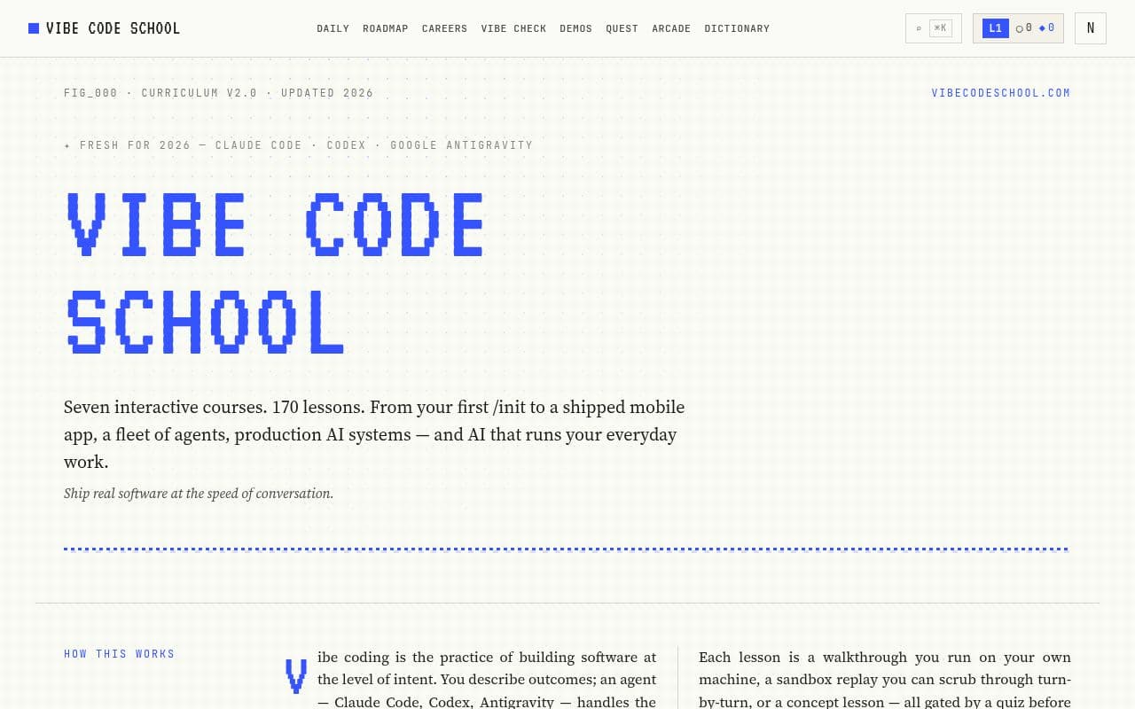 Screenshot of Vibe Code School