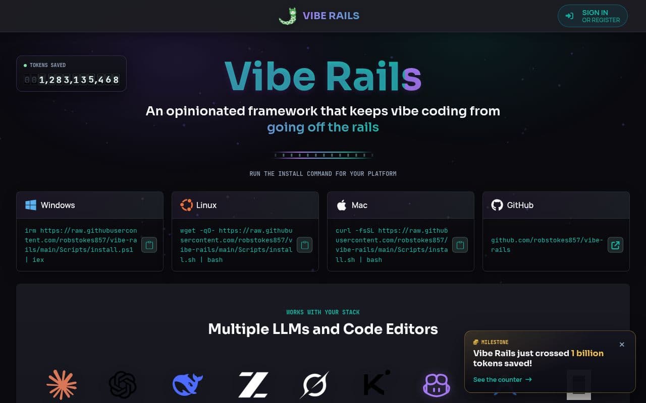 Screenshot of Vibe Rails