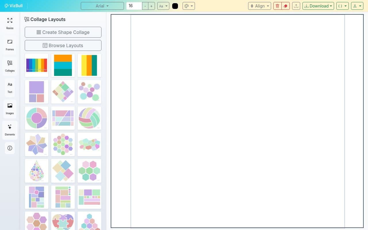 Screenshot of VizBull Collage Editor