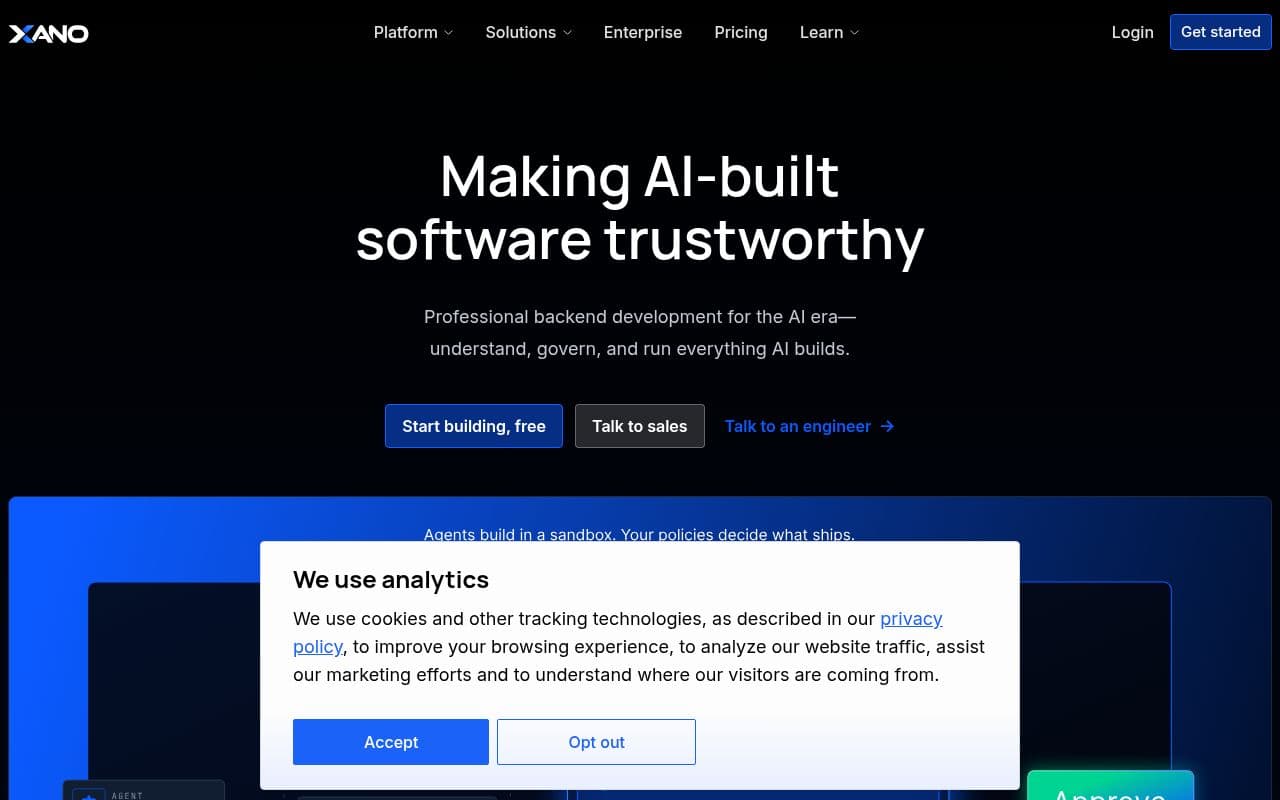Screenshot of Xano